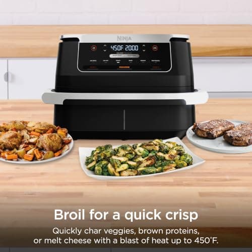 Ninja Foodi 6-in-1 DualZone FlexBasket Air Fryer w/7-QT MegaZone & Basket Divider, Full Meals, Smart Finish Cook 2 Foods 2 Ways, Large Capacity, Air Fry, Bake & More, DZ071C,Black (Canadian Version) — view 5