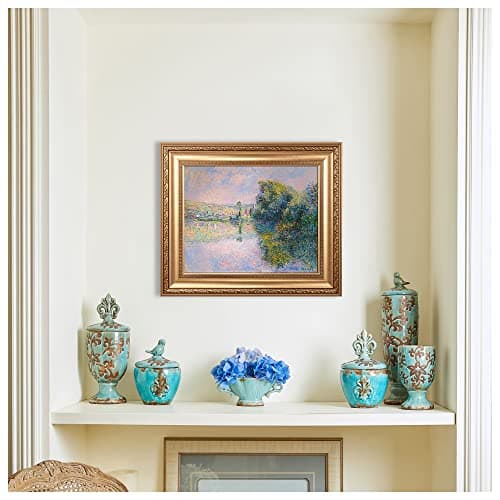 The Seine at Vetheuil by Claude Monet Framed Size:26x22 inches,Image Size:20x16 inches World Classic Reproductions For HomeDecor,Wide Gold Frame — view 6