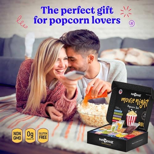 Popcorn Movie Night Supplies Popcorn Kernels Popcorn Seasoning 16 Pack, 5 Gourmet Popcorn Kernels, 5 Popcorn Seasoning Variety Packs Non-GMO Snacks, Includes 6 Bags, Gift Basket Idea — view 2