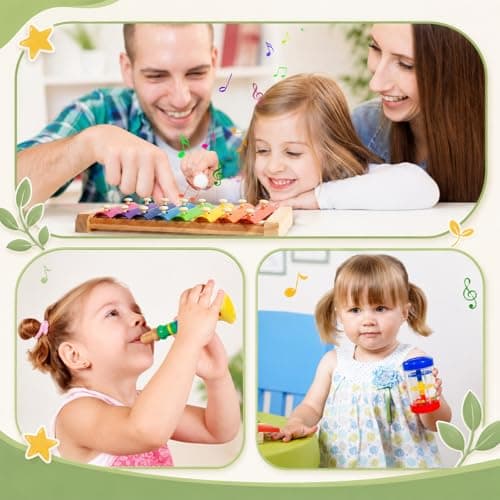 Kids Musical Instruments, 33Pcs 18 Types Wooden Percussion Instruments Tambourine Xylophone Toys for Kids Children, Preschool Education Early Learning Musical Toy for Boys and Girls — view 4