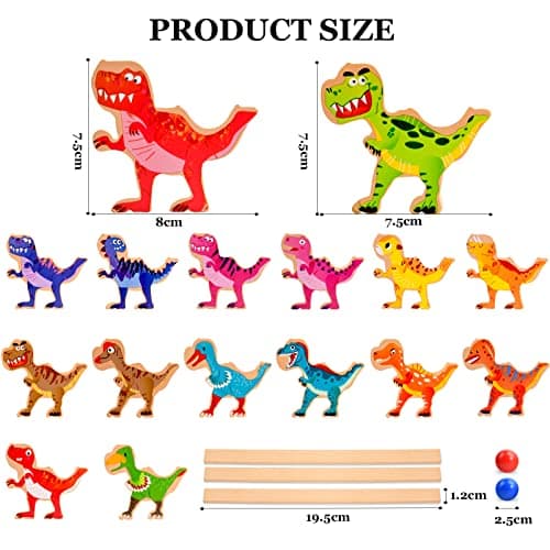 Dinosaur Stacking Building Toys for Boys, PIIOSER Wooden Dinosaur STEM Montessori Educational Learning Block Toys for Kids Cool Birthday Party Game Gifts for 4 5 6 7 8 Years Old Boys Girls — view 3