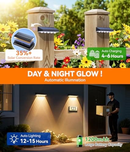 LETMY Solar Fence Lights Outdoor Waterproof, 8 Pack Warm White & 9 Fixed Colors & Color Changing Fence Lights Solar Powered, Solar Lights Outdoor Fence for Outside Backyard Railing Patio Wall Deck — view 4