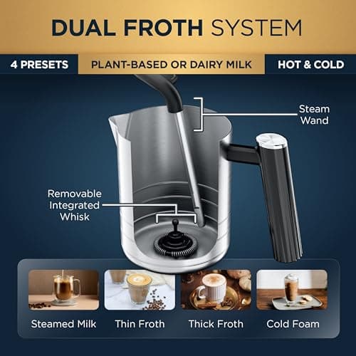 Ninja Espresso Machine, Luxe Café Premier Series, Drip Coffee Maker and Rapid Cold Brew, Integrated Grinder, Assisted Tamper, Hands-Free Frother, ES601C (Canadian Version) — view 5