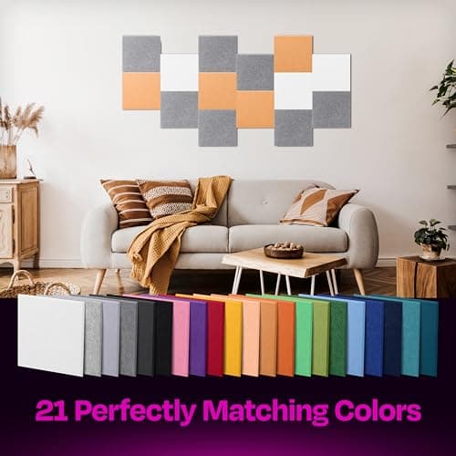Ekkogo Acoustic Panels 12-Pack Soundproof Wall Panels 12"X12"X0.4" Sound Panels High Density Sound Dampening Panels - [Pebble Gray Square] — view 4