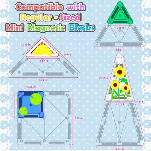 ORZbb Mini Magnetic Tiles Farm Animal Toys Toddler Travel Essentials Set with Case, Kids Magnetic Blocks Montessori Education Learning Sensory Preschool Toys for 3+ Year Old Boys Girls Gifts — view 2