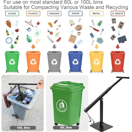 Touchless Manual Trash Compactor - Trash Can Compactor for Kitchen, Iron Trash Bin Compactor for Outdoor, Garbage Compactor for 60-100l Wheelie Bins (1) — view 4