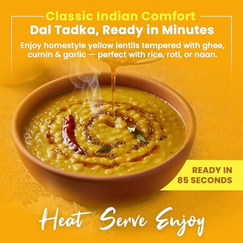 Meal Delight Jaipur Tempered Lentils, Indian Ready to Eat Lentil Curry, 12g Protein & 12g Fiber per Pouch, Plant-Based Gluten-Free, No Preservatives, Halal & Kosher Certified, Ready in 1.5 Minutes, Shelf-Stable Pouch, 10 oz Pack of 3 — view 4