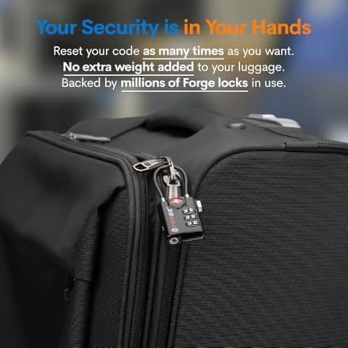 TSA Approved Cable Luggage Locks, Re-settable Combination with Alloy Body, Black 2 Locks. — view 8