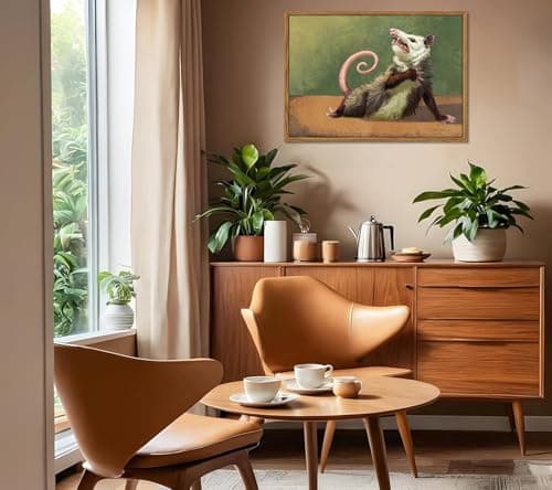Unframed Funny Opossum Wall Art Humor Opossum Painting Picture Wall Decor Quirky Screaming Possum Animal Poster Print Artwork for Living Room Bedroom Home Office Home Decoration 12x16in — view 5