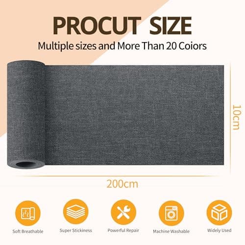 Fabric Repair Tape, Self-Adhesive Couch Patch Repair Fabric Patches for Furniture, Couch Repairing Kit Tape for Upholstery, Carpets, Chairs, Sofas, Pillows Linen 4x80 Inch Dark Grey