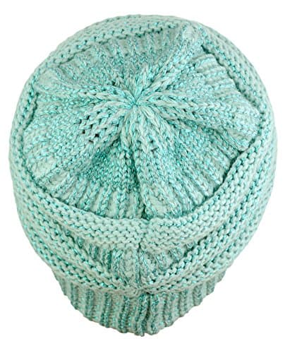 C.C Trendy Warm Chunky Soft Stretch Cable Knit Beanie Skully, Mint Metallic — view 3