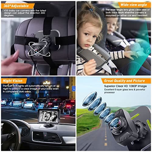 DoHonest Baby Car Camera HD 1080P - Rear-Facing Car Baby Monitor with Night Vision, Adjustable View Angle, Easy Setup, Anti-Glare Display, Safety for Kids & Infants — view 2