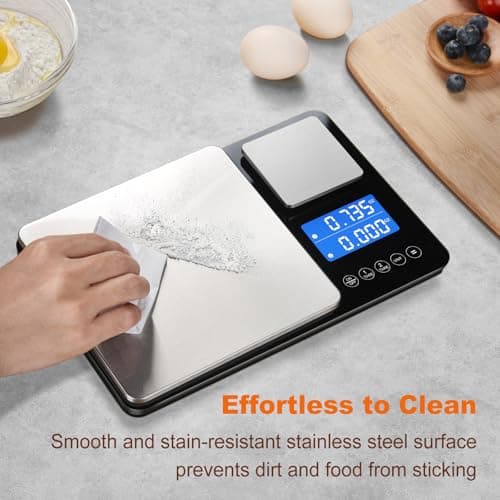 KUAIVO 0.001oz/33lbs Dual Platform Food Kitchen Scales Digital Weight Grams and Ounces, Two Precisions Kitchen Scale for Sourdough Bread, Baking and Cooking with 7 Units Tare, Accumulation Functions — view 5