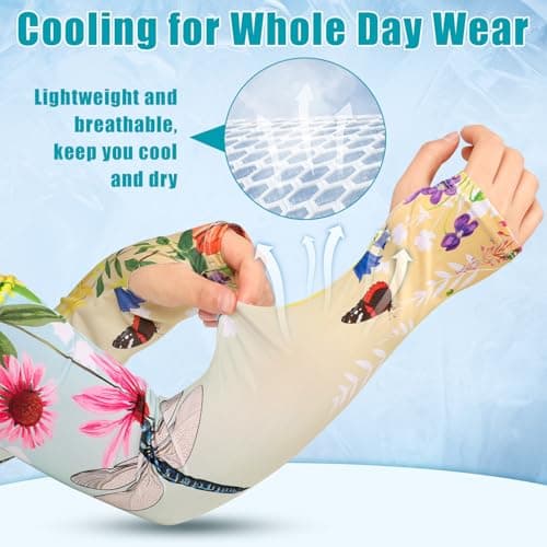 Bebila Gardening Sleeves for Women Farm UV Sun Protection Anti-Scratch Cooling Sleeves with Thumb Hole Arms Cover Outdoors (Gradient Yellow Green) — view 2