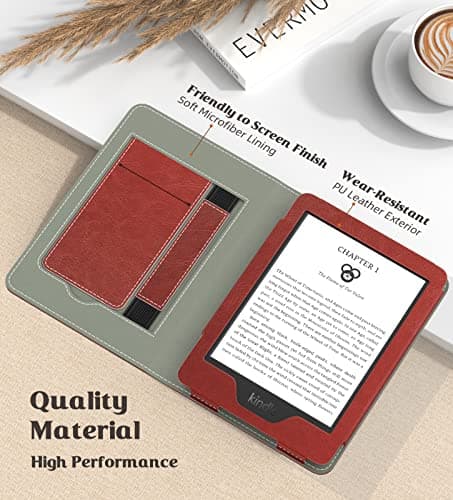 MoKo Case Fits All-New 6" Kindle(11th Generation, 2024/2022 Release)/ Kindle(10th Gen,2019)/Kindle(8th Gen, 2016), Ultra Lightweight PU Shell Cover with Auto Wake/Sleep for Kindle 2024, Vintage Style — view 3