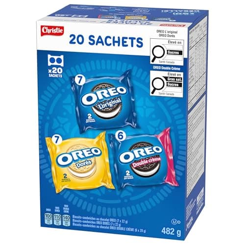 OREO, 20 Snack Packs (Individually Wrapped), 40 Cookies, School, Lunch, Travel, Gift, Birthday, Bulk Variety Pack of OREOs Original Chocolate & Double Stuf & Golden Vanilla Sandwich Cookies, 482g — view 14