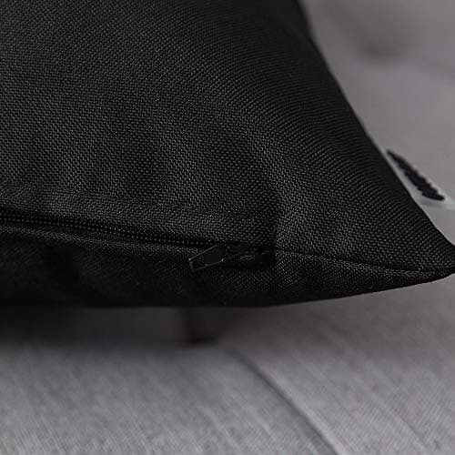 MIULEE Pack of 4 Decorative Outdoor Waterproof Pillow Covers Square Garden Cushion Cases PU Coating Throw Pillow Cover Shell for Patio Tent Park Couch 16x16 Inch Black — view 2