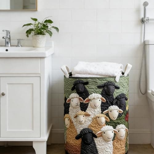 Quilted Laundry Hamper Foldable Storage Basket with Soft Padding and Floral Detail for Bedroom Bathroom Storage Collapsing Laundry Bag — view 4