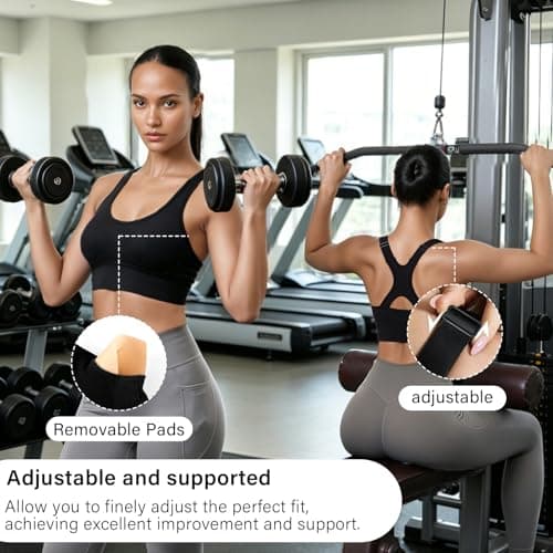 SPORME RUNNING Sports Bras for Women Pack Racerback High Support Bras with Adjustable Straps-Padded Seamless Yoga Bra — view 4