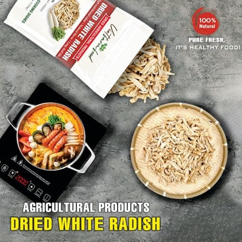 DRIED WHITE RADISH (DAIKON) 5.29 Oz (150g) VIETFARMFOOD: Dried agricultural products with pure natural flavor. Used as cooking ingredients to prepare delicious, nutritious dishes,suitable vegetarians — view 2