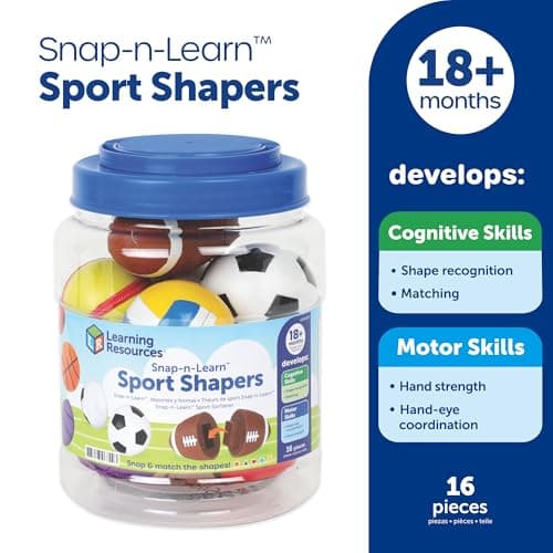 Learning Resources Snap-n-Learn Sports Shapers - Fine Motor Skills Toys for Toddlers, Preschool Matching Toy, Sorting and Color Recognition Skills, Sensory Bin, Birthday Gifts for Boys and Girls — view 3