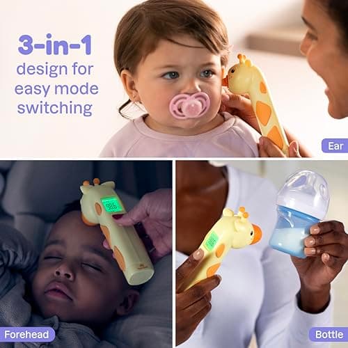 Playhouse MD Baby Thermometer for Kids – Digital Infrared No-Touch Forehead & Ear Thermometer, 3-in-1 Contactless Thermometer with Fever Indicator, Fever Buddy Giraffe — view 3
