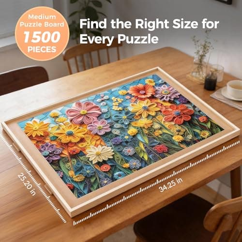 ALL4JIG 1500 Piece Rotating Puzzle Board with Drawers and Cover,24.92"x33.58"Portable Wooden Jigsaw Puzzle Table for Adults Portable,Lazy Susan Spinning Puzzle Boards Birthday Gift for mom