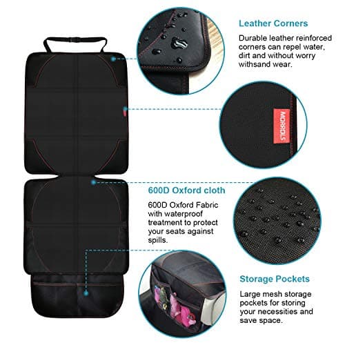 MORROLS Car Seat Protector, 2 Pack Carseat Protector with Thick Padding, Baby/Pets for Child Car Seat-Mesh Pockets-Waterproof-Universal Size(Black) — view 4