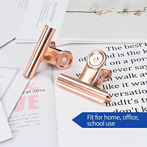 10 Pack Large Metal Hinge Clips 2.5 Inches Bull Hinge Paper Clips Bulldog Clips for Crafts, Photo, Drawing, Food Bags at Home, Office, School, Shop, Rose Gold, 63mm — view 6
