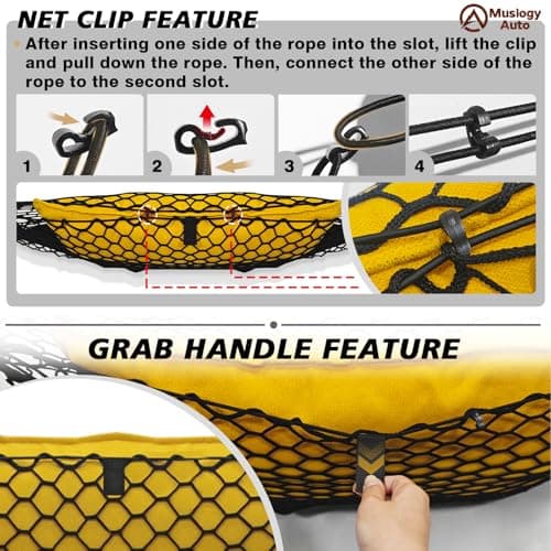 Muslogy Envelope Style Trunk Cargo Net Compatible with Toyota RAV4 2013-2018 Accessories Custom Fit Trunk Organizer Upgraded Storage Luggage Net with Metal Hooks — view 4