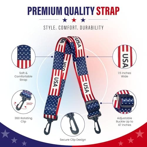 Crossbody Purse Strap Replacement for Clear Bag for Stadium Events – Adjustable 1.5” Wide Woven Strap for Stadium Bags, Tote & Handbags – Game Day, Soccer, Concerts & 250 Anniversary - (USA Design) — view 2