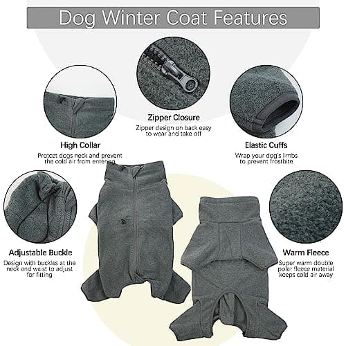 ROZKITCH XL Dog Pajamas, Pet Windproof Warm Cold Weather Jacket Vest Cozy Jumpsuit Apparel Outfit Clothes for Small Medium Large Dog Walking Hiking Sleep Grey XL — view 2