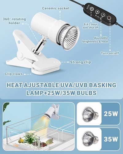 Small Turtle Tank (Tank+Lamp+Filter), Acrylic Turtle Starter Kit with Adjustable Lamp, Reptile Habitat and Terrarium with Multi-Functional Areas for Small Reptiles. (White Kit) — view 3