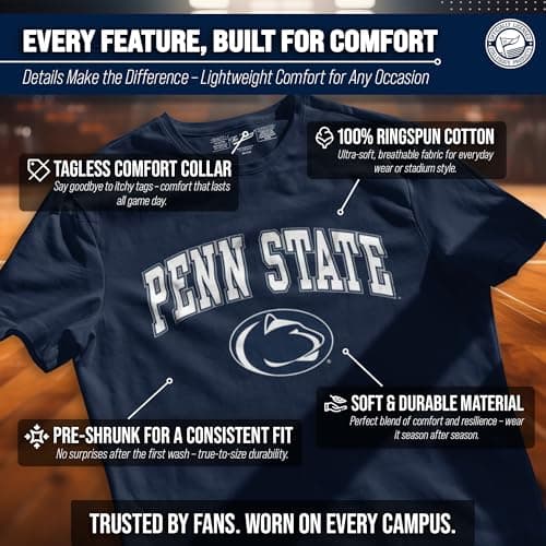Penn State Nittany Lions Gameday Cotton T-Shirt for Men and Women Navy — view 2