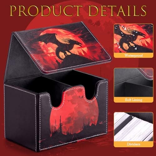 ULTRGEE Card Deck Box compatible with MTG - Holds 220+ Single Sleeved Cards, Trading Card Storage Box fits TCG/PTCG/YGO, Sport Cards Deck Case with 2 Dividers - Bloodmoon Drake — view 4