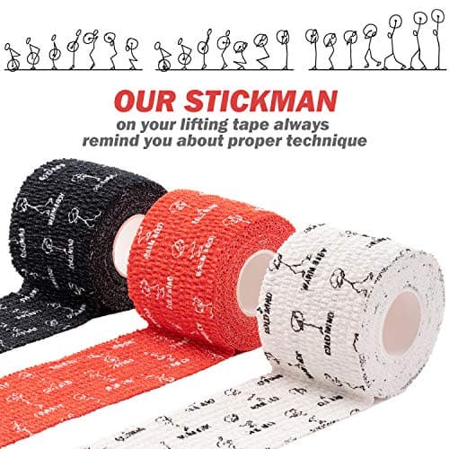 WARM BODY COLD MIND 4.7 cm Premium Lifting Thumb Tape for Weightlifting - Hook Grip for Powerlifting, Strength/Crossfit Training, Deadlift, Weight Lifting, Athletic Finger Wrap (Black, 3 Rolls) — view 5