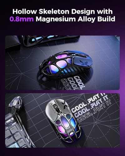 GravaStar Mercury X Pro Wireless Gaming Mouse, Come with 8K Dongle – 32,000 DPI PAW 3950 Sensor, 8,000Hz Polling Rate, Only 49g, Magnesium Alloy Hollow Frame, RGB Lighting, 5 Programmable Buttons — view 2