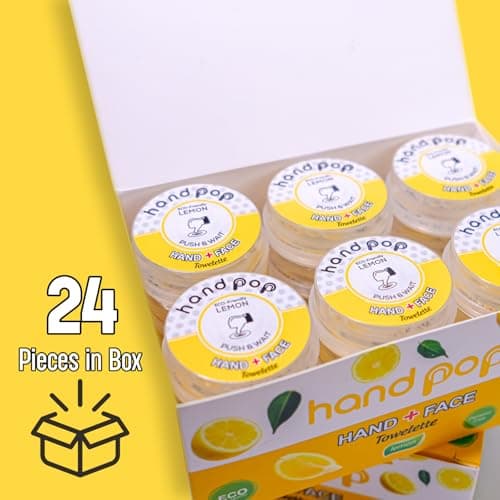 Hand Pop Lemon Scented Wipes - 24 Pack of Travel Size Wet Towelettes, Alcohol-Free, Wipes for Skin Hydration, Convenient, Eco-Friendly, Refreshing, Fits in Gym Bag, Purse, Pocket, or Luggage — view 7