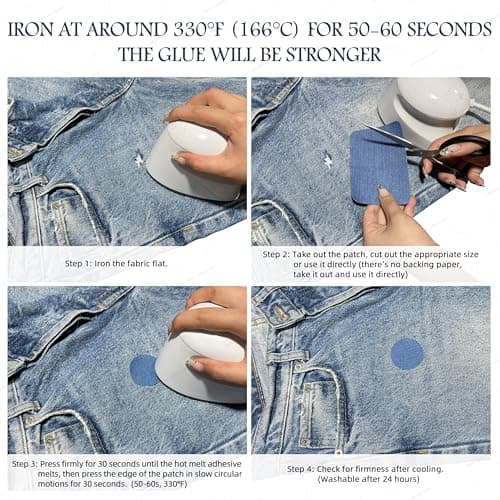 KING MOUNTAIN Iron-on Repair Patch 20 Pcs Pack, 100% Cotton Denim Iron-on Repair Patch, 5 Shades of Blue, Jeans and Clothing Repair and Decoration Kit, Size 3"x4-1/4"(7.5 cm x 10.5 cm) — view 4
