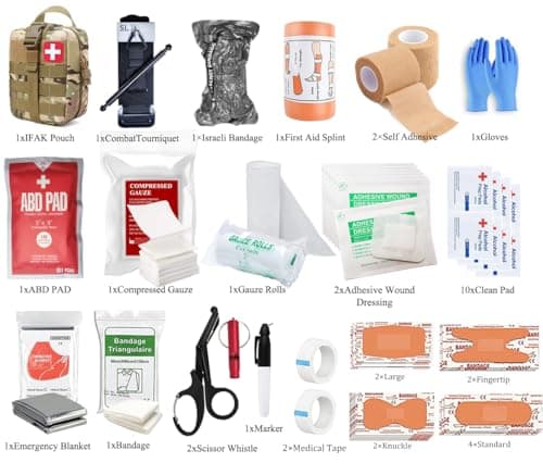IFAK Trauma kit with Tourniquet | Vented chest seal | Israeli bandage | compressed gauze | bleeding control bandages for Tactical First Aid Kit camping, hunting, hiking (Camouflage) — view 2
