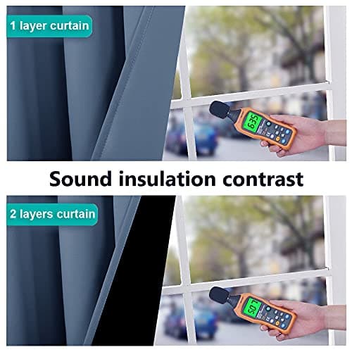 NICETOWN Full Shade Curtain Panels, Pair of Energy Smart & Noise Blocking Out Blackout Drapes for Guest Room Window, Thermal Insulated Lined Window Dressing (Stone Blue, 70 in x 72 in (W x L) — view 3