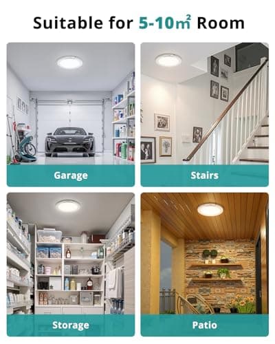 wowatt Rechargeable Ceiling Lights Battery Operated Ceiling Light with Remote Wireless Shower Lighting 3000K 4500K 6500K 7.48in Dimmable Timing Overhead Light for Closet Shower Living Room — view 7
