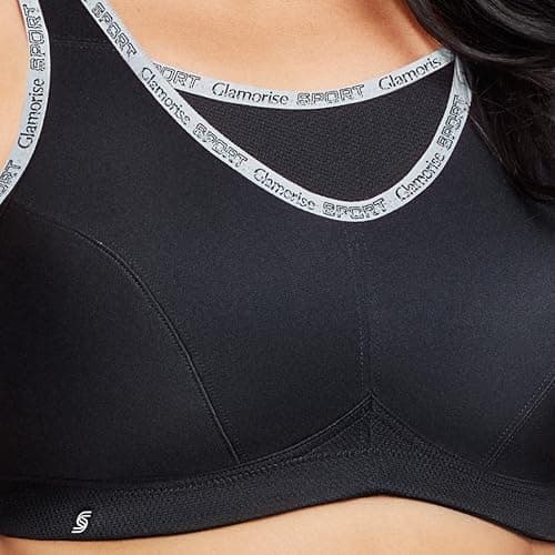 Glamorise Women's No-Bounce Camisole Sports Bra Wirefree #1066, Black, 36DD — view 3