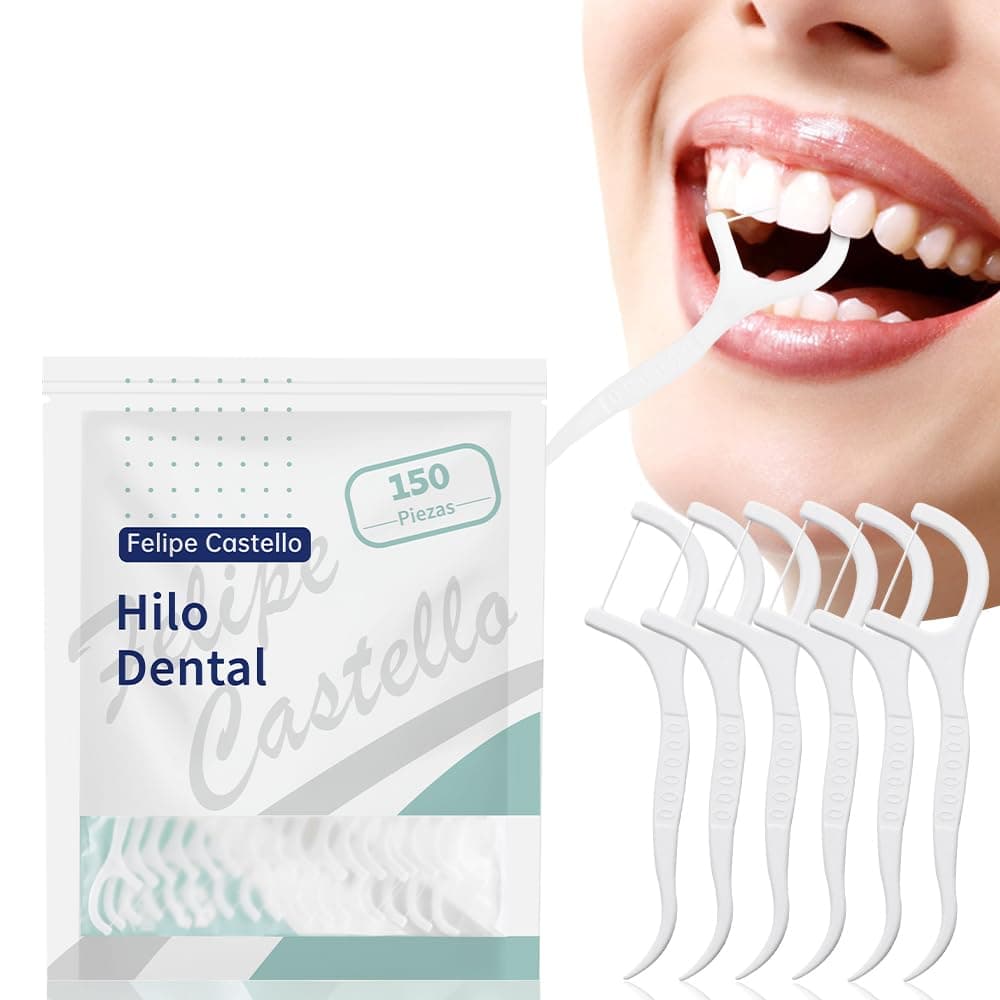 150 unidades de palillos con hilo dental by Felipe Castello, horquilla interdental con estuche higiénico y portátil, cuidado dental para toda la familia. — view 3