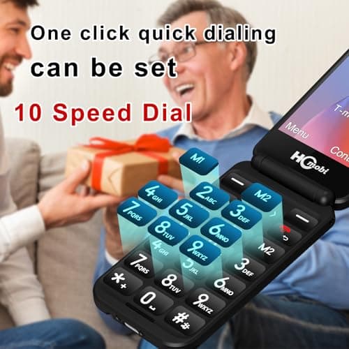 4G Flip Phone Unlocked for Senior,Basic Flip Phone for Seniors,2.8" +1.5 '' Dual Screen,SOS Button,Speed Dial,Large Fonts,Charging Dock,1400mAh Battery. (Black) — view 5