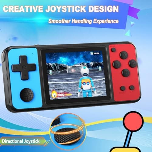 KAVOYI 32 Bit Handheld Games for Kids Built-in 139 Video Games,3.0" IPS Screen Rechargeable Portable Arcade Gaming Player,Electronic Toys for Boys Girls Birthday Xmas Gift Blue-Red — view 3