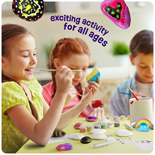 Kids Rock Painting Kit - Glow in The Dark - Arts & Crafts Christmas Gifts for Boys and Girls Ages 4-12 - Craft Activities Kits - Creative Art Toys for 4, 5, 6, 7, 8, 9, 10, 11 & 12 Year Old Kids (Glow In The Dark) — view 4