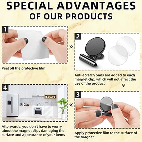 Grtard 6 Pack Magnetic Clips Heavy Duty, Magnet Clips for Fridge, Refrigerator Magnets, Strong Magnetic Clip,Scratch Free Magnets with Clip for Refrigerator, Whiteboard, Classroom, Locker(Black) — view 4