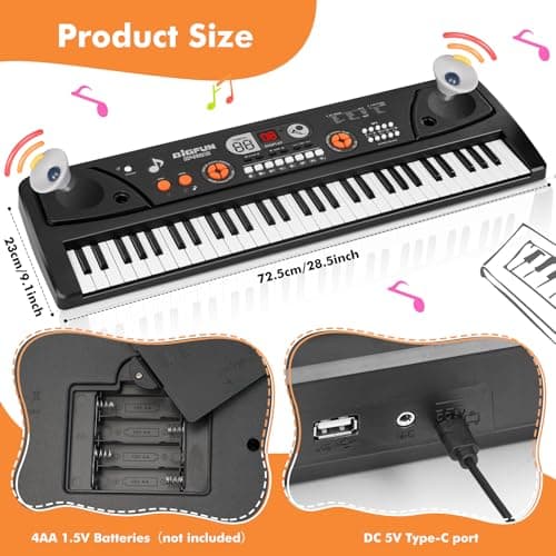 Drmukie 61 Key Beginner Keyboard Piano Toy for Kids with LCD & Microphone — view 5