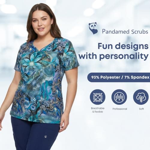 Stretch V-Neck Nursing Scrubs Top Moisture-Wicking & Odor-Control Durable Medical Uniform for Hospitals & Clinics, 153#, Small — view 2